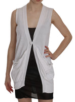 Top Cardigan Senza Maniche Bianco 100% Cotone-IT40/S