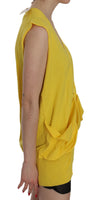 Gilet Top Cardigan Senza Maniche 100% Cotone Giallo-IT42/M