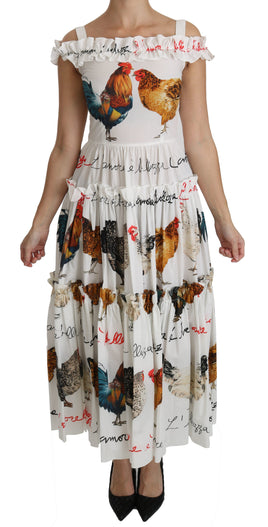 Abito Midi Cotone Guaina Gallo Bianco-IT38/XS