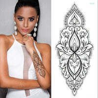 10 Pc Mandala Lotus Flower Tattoo Mehndi Henna Stickers for Hands Sexy Arab Tattoo Black Sketches Tattoo Designs Waterproof Body Art