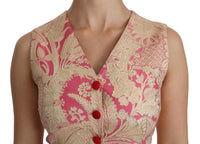 Top camicetta gilet in broccato oro rosa-IT38/XS