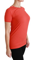 T-shirt Girocollo Manica Corta Rossa Top In Cotone-IT40/S