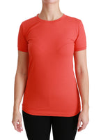 Maglietta a maniche corte girocollo rossa in cotone Top-IT38/XS