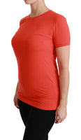 Maglietta a maniche corte girocollo rossa in cotone Top-IT38/XS