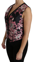 Camicetta Gilet floreale rosa nero Top-IT38/XS