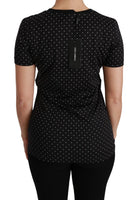 T-shirt nera in cotone girocollo a pois-IT38/XS