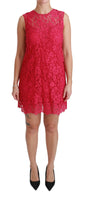 Mini abito a trapezio in pizzo floreale rosa-IT38/XS