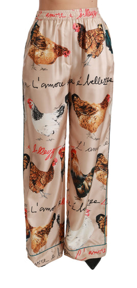 Pantaloni da pigiama in seta di pollo gallina-IT38/XS