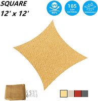 12' x 12' Square Sun Shade Sail UV Block Canopy for Outdoor,Sand