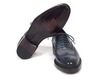 Paul Parkman Men's Triple Leather Sole Wingtip Brogues Blue (ID#027-TRP-BLU)