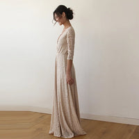 BLUSHFASHION - Original Golden Wrap Lace Wedding Dress #1124