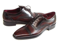 Paul Parkman Men's Captoe Oxfords Bordeaux & Brown Hand-Painted (ID#024-BRWBRD)