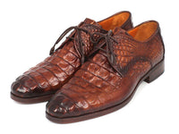 Paul Parkman Light Brown Crocodile Embossed Calfskin Derby Shoes (ID#1438TAB)