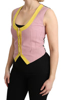 Gilet rosa senza maniche Gilet in cotone Top-IT38/XS