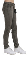 Jeans grigi in cotone denim skinny a vita bassa-W26