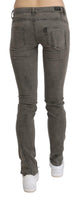 Jeans grigi in cotone denim skinny a vita bassa-W26