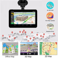 ANFILITE - Original H55 7 Inch Capacitive Android Car GPS Navigator Quad Core 16GB Car DVR Dash Cam Dual Cameras 1080P Record Free Maps