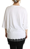 Camicia girocollo in cotone bianco con stampa angelo Tops-IT42/M