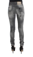 Pantaloni jeans denim slim fit in misto cotone lavato grigio-W24