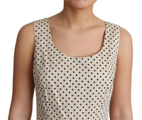 Abito a trapezio in cotone a pois beige-IT46/XL