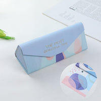 Mimiyou PU Spectacle Case for Eyeglasses With Customized Clean Cloth Folding Sunglasses Box Portable Triangle Eyewear Protector