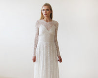 BLUSHFASHION - Original Round Neckline Bridal Lace Dress #1147