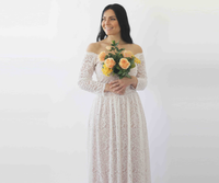 BLUSHFASHION - Original Curvy Ivory Nude Off Shoulder Wedding  Dress #1264