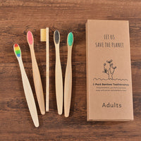 5Pcs Adults Soft Bristles Toothbrush Colorful Dental Eco Friendly Oral Care Bamboo Teeth Brushes Individual Package Toothbrush