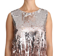 Canotta con frange e paillettes rosa dorato-IT36/XS