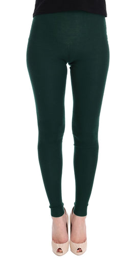 Collant elasticizzato in cashmere verde-IT36/XXS