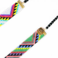 Original Acapulco Long Woven Beaded Necklace - Tribal Print