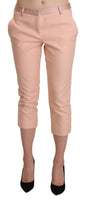 Pantaloni Capri Corti Skinny Vita Bassa Rosa-IT42/M