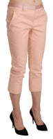 Pantaloni Capri Corti Skinny Vita Bassa Rosa-IT42/M