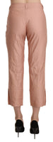 Pantaloni Cropped Rosa Cotone A Vita Alta-IT44/L