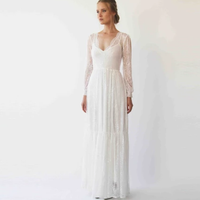 BLUSHFASHION - Original Bishop With a Slit Sleeves Ivory Wedding Dress #1260