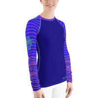 FIND YOUR COAST APPAREL - Original Women's Reels and Reefs Striped Sea Skinz Performance Rash Guard UPF 40+