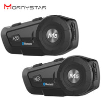 MORNYSTAR - Original M6 Plus Waterproof Motorcycle Moto Wireless Bluetooth Helmet Intercom Interphone Headset With FM Radio Helmet Headset for Rider