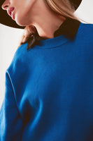 Q2 - Original Balloon Sleeve Knitted Jumper in Blue