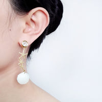 Original Crystal Star Porcelain Seashell Earrings