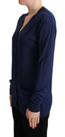 Cardigan Button Down in Lana Vergine Blu-IT42/M