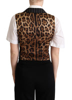 Gilet con stampa leopardata marrone nero Gilet-IT40/S