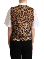 Gilet Di Lana Grigio Con Stampa Leopardata-IT40/S