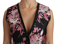 Camicetta Gilet floreale rosa nero Top-IT36/XS