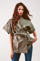 Q2 - Original Belted Jacket With Drop Shoulder in Khaki