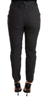 Pantaloni in cotone skinny slim fit grigio a vita media-W26