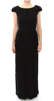 Abito lungo in seta nera con maniche corte IT Dress-IT40/M