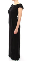 Abito lungo in seta nera con maniche corte IT Dress-IT40/M