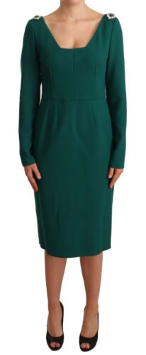 Abito midi in crepe di cristallo stretch verde-IT44/L