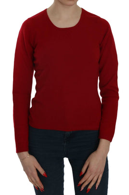 Maglione in cashmere pullover girocollo rosso-S