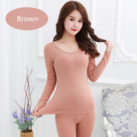 VELVET - Original New Winter Thermal Underwear Women Wool Eamless Long John Women Set Velvet Thick Second Thermal Female Skin Fleece Two Piece Set